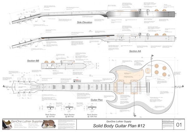 Solid Body Electric Guitar Plan #12 - GenOne Luthier Services