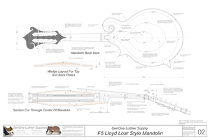 F5 Lloyd Loar Mandolin Plans Back View, Section Cut
