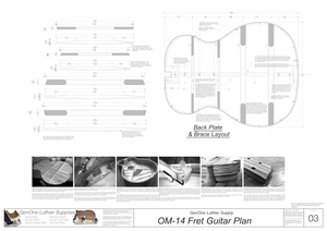OM-14 Fret Guitar Plans Back Layout & Back Brace Layouts