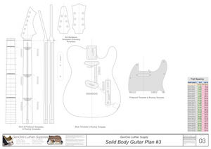 Solid Body Electric Guitar Plan #3 Guitar Template Sheet