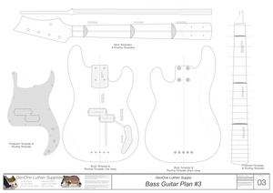 Solid Body Electric Bass Guitar Plan #3 template set