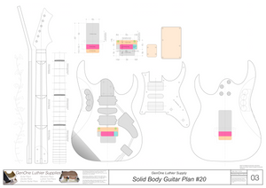 Solid Body Electric Guitar Plan #20 template sheet