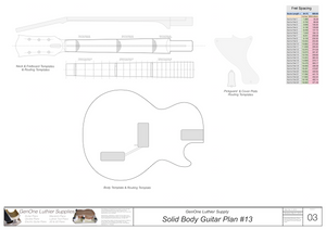 Solid Body Electric Guitar Plan #13 Guitar Template Sheet