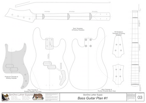 Solid Body Electric Bass Guitar Plan #1 template set