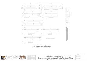 Classical Guitar Plans - Torres Bracing Top Brace Layouts