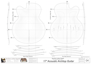 Benedetto 17 Archtop Guitar Plans, Contoured Back & Top Layouts, Back & Top Sections