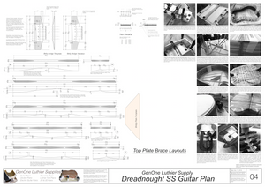 Dreadnought SS Guitar Plans Top Brace Layouts