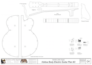 Hollow Body Electric Guitar Plan #3 Template sheet