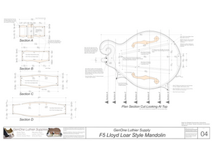 F5 Lloyd Loar Mandolin Plans Plan Section, Section Cuts