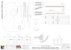 OM 12-Fret 42 Florentine Guitar Plan, Template Sheet
