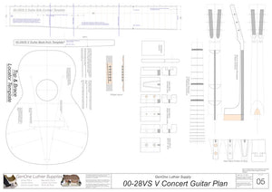 00-28vs V-Brace Guitar Plans, Template Sheet