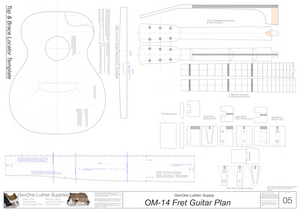 OM-14 Fret Guitar Plans Template Sheet