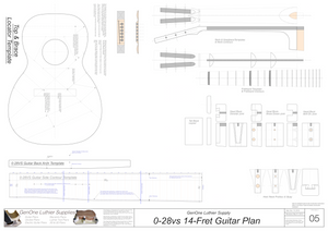 0-28vs 14-Fret Guitar Plans Template Sheet