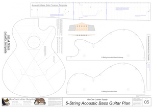 5-String Acoustic Bass Guitar Plans top brace diagrams, bridge details