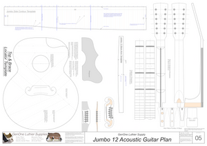 J-200 12-String Guitar Plans Guitar Plans Template Sheet