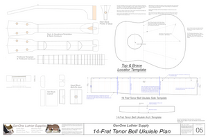Tenor 14 Bell Shaped Ukulele Plans Template Sheet