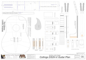 Collings DS2H V-Brace Guitar, Template Sheet
