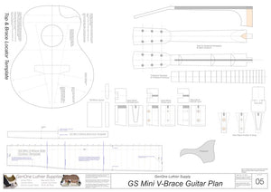 GS Mini V-Brace Guitar, Template Sheet