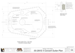 00-28vs V-Brace Guitar Plans, Inside Form, Top View