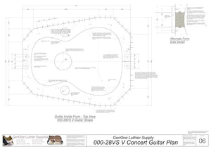 000-28vs V-Brace Guitar Plans, Inside Form Top View