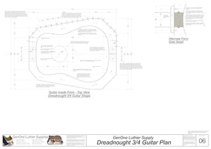 Dreadnought 3/4 Guitar Plans Inside Form Plan, Alternate Gate Detail