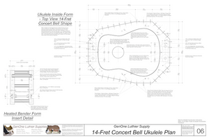 Concert 14 Bell Ukulele Plans Inside Form Top View, Insert Detail