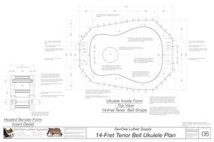 Tenor 14 Bell Shaped Ukulele Plans Inside Form Top View, Insert Detail