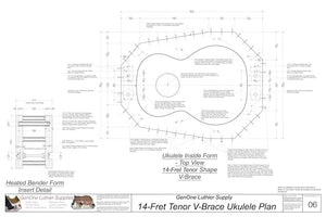 Tenor 14 V-Brace Ukulele, Inside Form, Top View