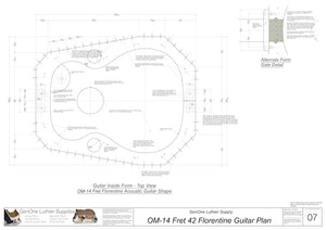 OM 12-Fret 42 Florentine Guitar Plan, Inside Form Top View