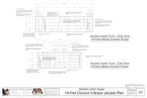 Concert 14 V-Brace Ukulele Form Package Front and Side Views