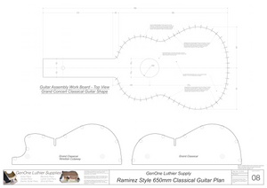 Classical Guitar Plans - Ramirez Bracing 650mm Form Package Workboard