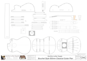 Classical Guitar Plans - Bouchet Bracing 650mm 2D CNC File Content