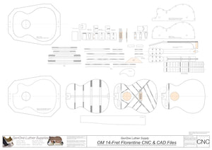 OM 14-Fret Florentine Guitar Plans 2d CNC Files