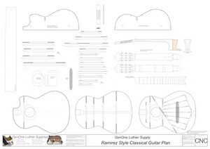 Classical Guitar Plans Ramirez Bracing 650mm 2D CNC File Content