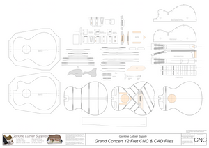 Grand Concert 12-Fret Guitar Plans 2d CNC Files