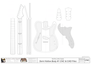 Hollow Body Electric Guitar Plan #1 2D CNC files content
