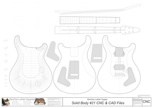 Solid Body Electric Guitar Plan #21 2D CNC files content