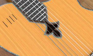 Sand Rosewood Fleur-de-lis Nylon Electric Guitar, Closeup