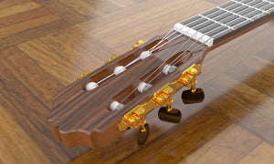 Sand Rosewood Fleur-de-lis Nylon Electric Guitar, Headpiece Detail