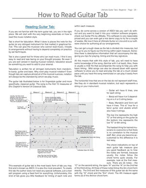 Ultimate Guitar Tabs - Book 2 Beginner, How to Read Guitar Tab