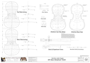 Stradivari Violin Plans, Plate Contours, Neck Details Etc.