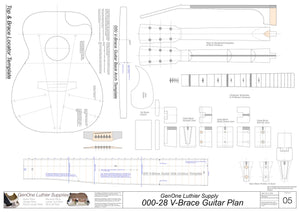 000-28 V-Brace Guitar Template Sheet