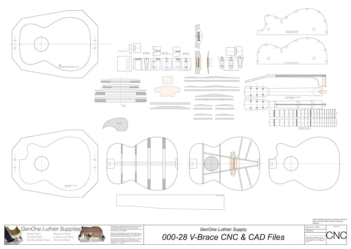 000-28 V-Brace Guitar 2D CNC File Contents