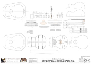 000-28 V-Brace Guitar 2D CNC File Contents