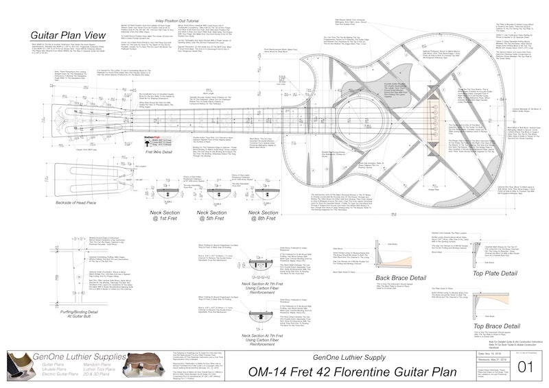 OM 12-Fret 42 Florentine Guitar Plan View