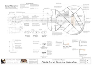 OM 12-Fret 42 Florentine Guitar Plan View