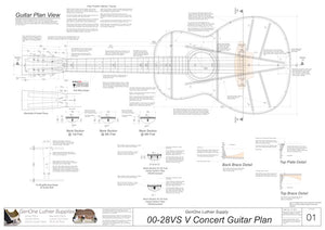 00-28vs V-Brace Guitar Plans, Plan View