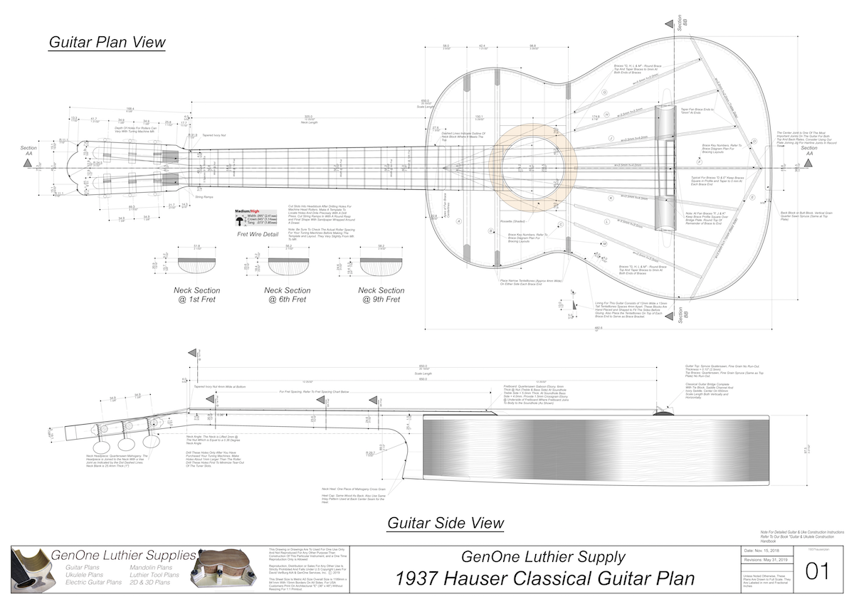 1937 Hermann Hauser Guitar Plans