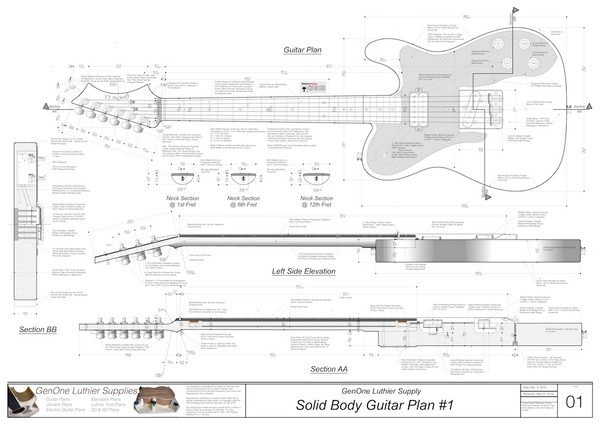 Solid Body Electric Guitar Plan #1 - GenOne Luthier Services