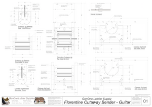 Florentine Cutaway Bender - Guitar: Detailed Noted and Dimensioned drawings for each size bender